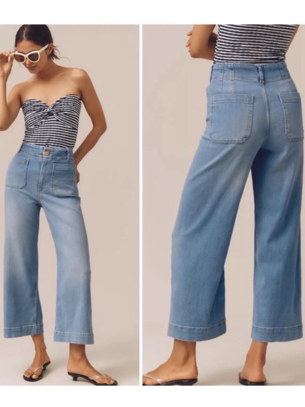 Maeve The Colette Cropped High-Rise Wide-Leg Jeans
